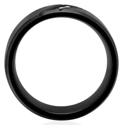Men's Diamond Ring In Black Ion-Plated Stainless Steel, 8Mm