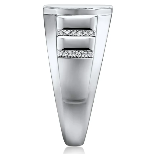 Men's Diamond Signet Ring In Sterling Silver (1/8 Ct. Tw.)