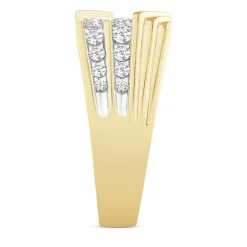 Men's Diamond Three-Row Band In 10K Yellow Gold (1 Ct. Tw.)