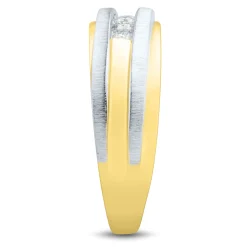 Men's Diamond Wedding Band In 10K Yellow And White Gold (1/4 Ct. Tw.)