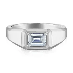 Men's Emerald-Cut Lab Grown Diamond Wedding Band In 14K White Gold (1 Ct. Tw.)