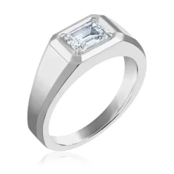 Men's Emerald-Cut Lab Grown Diamond Wedding Band In 14K White Gold (1 Ct. Tw.)