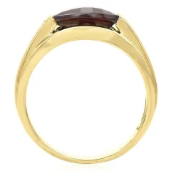Men's Garnet & Diamond Ring In 10K Yellow Gold