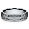 Men's Grooved Band In Titanium, 6Mm