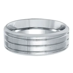 Men's Grooved Band In Titanium, 8Mm