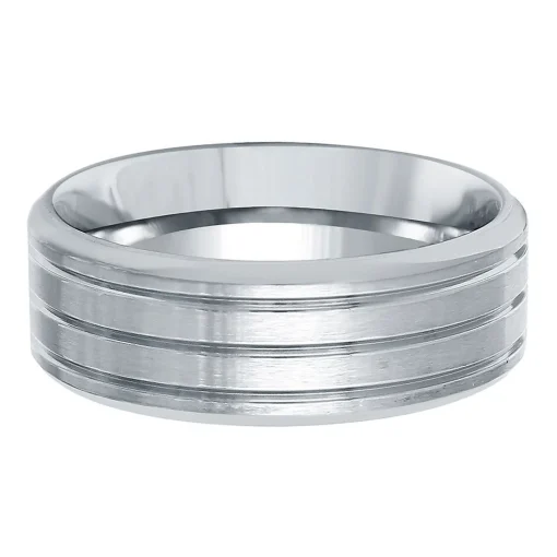 Men's Grooved Band In Titanium, 8Mm