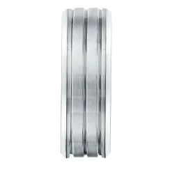 Men's Grooved Band In Titanium, 8Mm