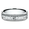 Men's Hammer Finish Band In 10K White Gold, 6Mm