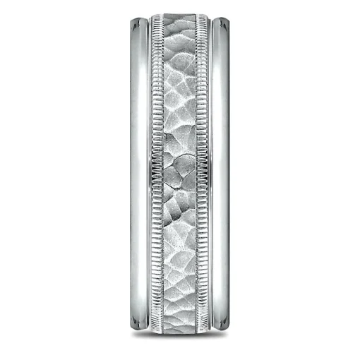 Men's Hammer Finish Band In 10K White Gold, 6Mm