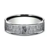 Men's Hammered Wedding Band With 14K Gold Inlay In Tantalum, 6.5Mm