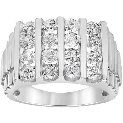Men's Lab Grown Diamond Ring In 10K White Gold (2 Ct. Tw.)