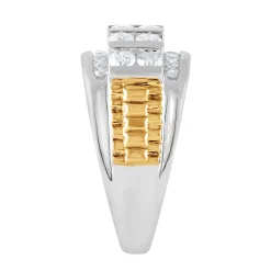 Men's Lab Grown Diamond Ring In 10K White And Yellow Gold (1 1/2 Ct. Tw.)