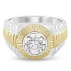 Men's Lab Grown Diamond Solitaire Band In 10K White & Yellow Gold (3/4 Carat)