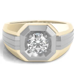 Men's Lab Grown Diamond Solitaire Ring In Two-Tone 10K Gold (1 Ctw.)