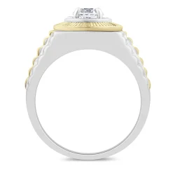 Men's Lab Grown Diamond Solitaire Band In 10K White & Yellow Gold (3/4 Carat)