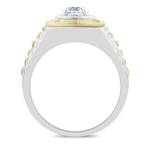 Men's Lab Grown Diamond Solitaire Band In 10K White & Yellow Gold (3/4 Carat)