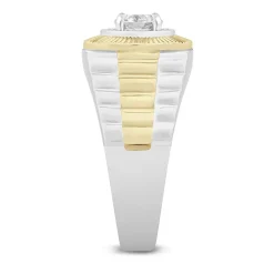 Men's Lab Grown Diamond Solitaire Band In 10K White & Yellow Gold (3/4 Carat)