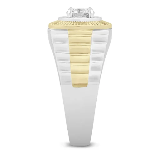 Men's Lab Grown Diamond Solitaire Band In 10K White & Yellow Gold (3/4 Carat)