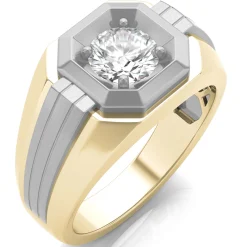 Men's Lab Grown Diamond Solitaire Ring In Two-Tone 10K Gold (1 Ctw.)