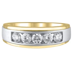 Men's Lab Grown Diamond Wedding Band In 10K Yellow & White Gold (1 Ct. Tw.)