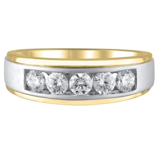 Men's Lab Grown Diamond Wedding Band In 10K Yellow & White Gold (1 Ct. Tw.)