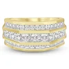 Men's Lab Grown Diamond Wedding Band With Three-Row Setting In 10K Gold (2 Ct. Tw.)