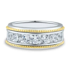 Men's Lab Grown Diamond Wedding Band With Milgrain Edges In 14K White Gold (1 1/2 Ct. Tw.)