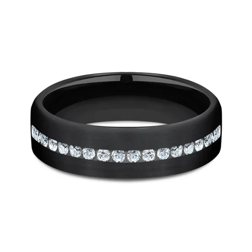 Men's Lab Grown Diamond Wedding Band In Black Titanium, 6.5Mm