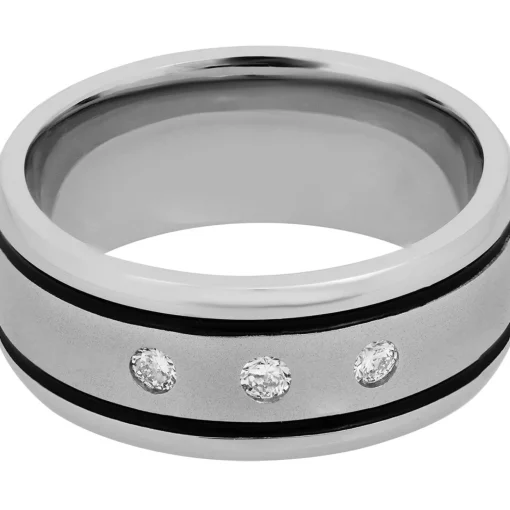 Men's Lab Grown Diamond Wedding Band In Cobalt & Black Cerakote, 9Mm (1/7 Ct. Tw.)