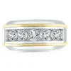 Men's Lab Grown Diamond Wedding Band In 10K White Gold And Yellow Gold (2 Ct. Tw.)