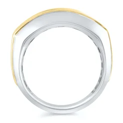 Men's Lab Grown Diamond Wedding Band In 10K White Gold And Yellow Gold (2 Ct. Tw.)