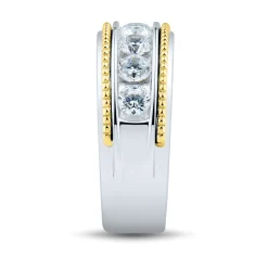 Men's Lab Grown Diamond Wedding Band With Milgrain Edges In 14K White Gold (1 1/2 Ct. Tw.)