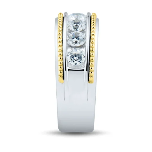 Men's Lab Grown Diamond Wedding Band With Milgrain Edges In 14K White Gold (1 1/2 Ct. Tw.)