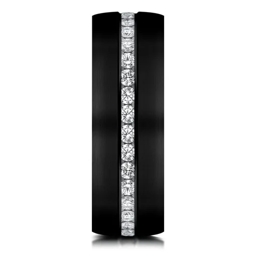Men's Lab Grown Diamond Wedding Band In Black Titanium, 6.5Mm