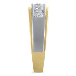 Men's Lab Grown Diamond Wedding Band In 10K Yellow & White Gold (1 Ct. Tw.)