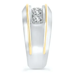 Men's Lab Grown Diamond Wedding Band In 10K White Gold And Yellow Gold (2 Ct. Tw.)