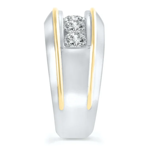 Men's Lab Grown Diamond Wedding Band In 10K White Gold And Yellow Gold (2 Ct. Tw.)