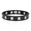 Men's Link Bracelet With Blue Carbon Fiber In Black Ion-Plated Stainless Steel