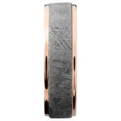 Men's Meteorite Wedding Band With 14K Rose Gold In Cobalt, 7Mm
