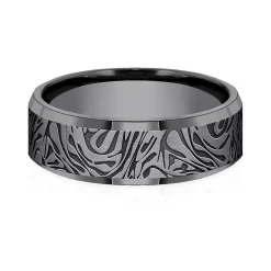 Men's Mokume Pattern Band In Tantalum, 7Mm