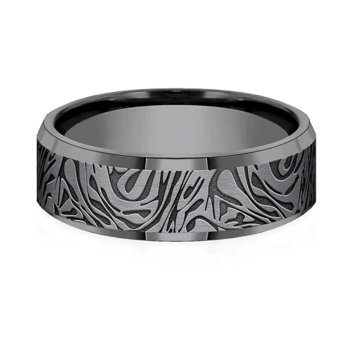 Men's Mokume Pattern Band In Tantalum, 7Mm