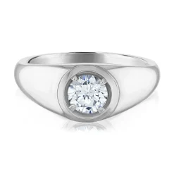 Men's Round Lab Grown Diamond Wedding Band In 14K White Gold (1 Ct. Tw.)