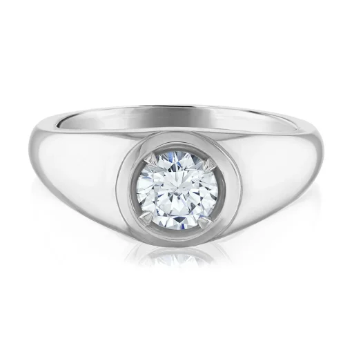Men's Round Lab Grown Diamond Wedding Band In 14K White Gold (1 Ct. Tw.)
