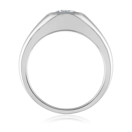 Men's Round Lab Grown Diamond Wedding Band In 14K White Gold (1 Ct. Tw.)