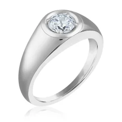 Men's Round Lab Grown Diamond Wedding Band In 14K White Gold (1 Ct. Tw.)