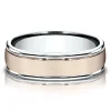 Men's Satin Finish Band In 14K Rose & White Gold