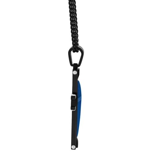 Men's Stainless Steel & Blue Ion-Plated Cross Pendant