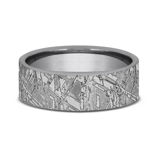 Men's Tantalum Band With Meteorite Pattern, 7Mm