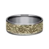 Men's Tantalum Wedding Band With Lion's Mane Detail And 14K Yellow Gold, 7.5Mm