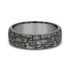 Men's Tantalum Wedding Band With Stone Wall Detail, 6.5Mm